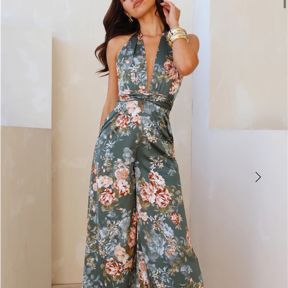 Hello Molly nights in the Caribbean jumpsuit green small nwt